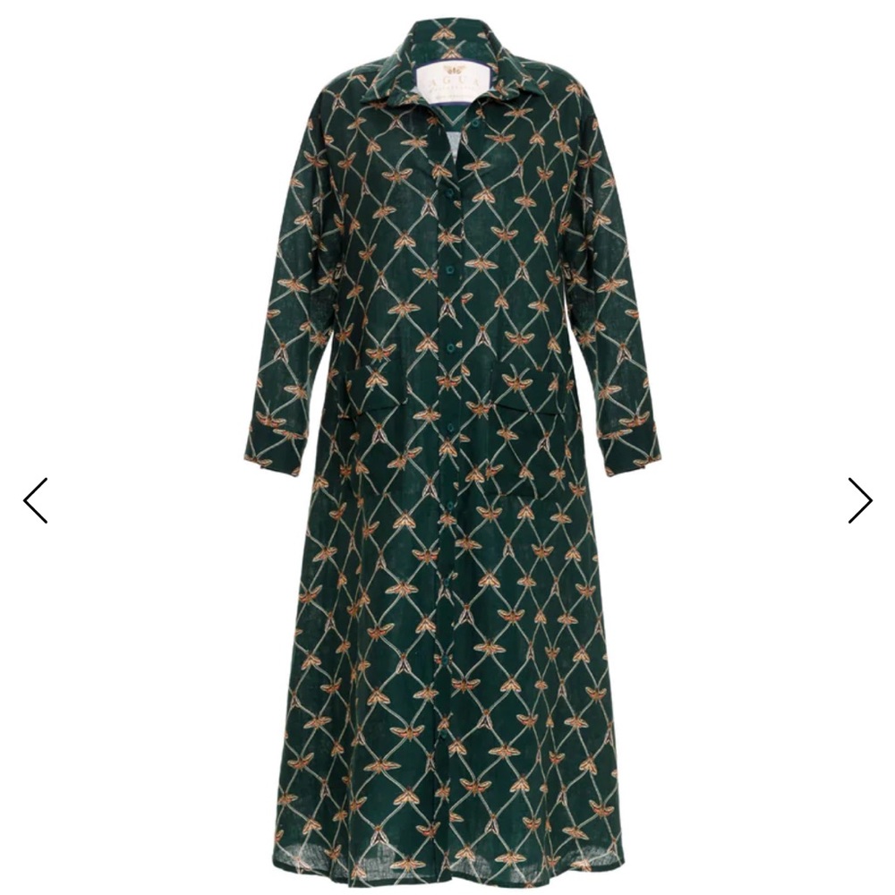Agua by agua bendita FRIDA POLILLA LINEN MAXI SHIRT DRESS size XL NWT